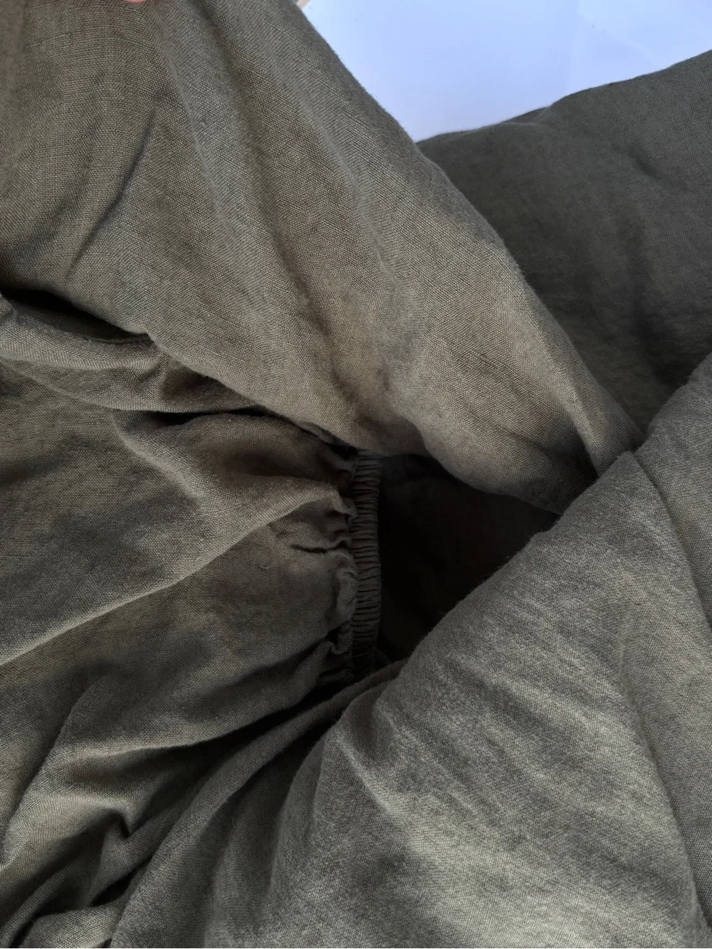 Quince European Linen Fitted Sheet Set King Dusty Olive